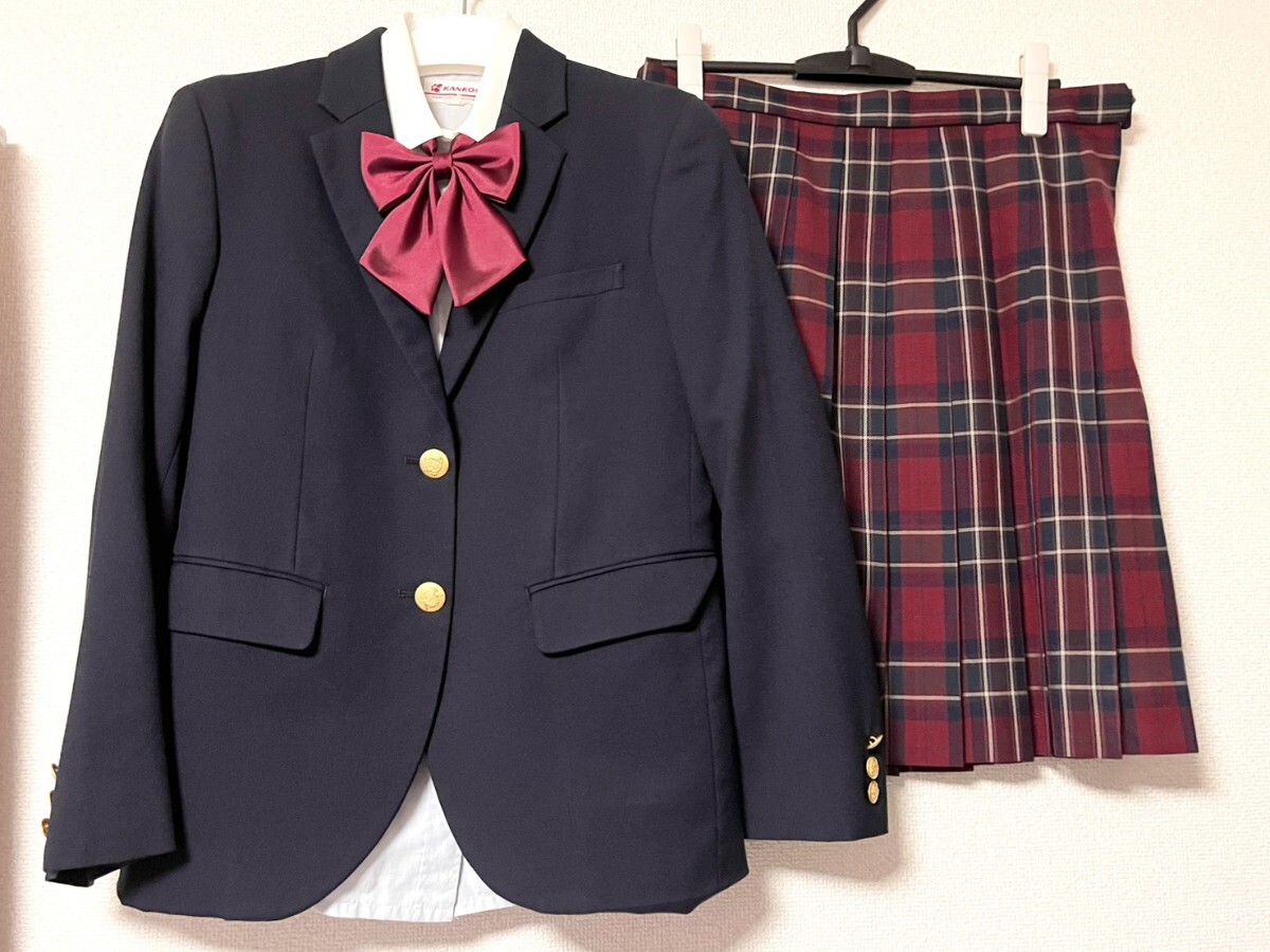 大阪府 豊島高校 女子制服 ☆ 冬服セット ブレザー シャツ リボン