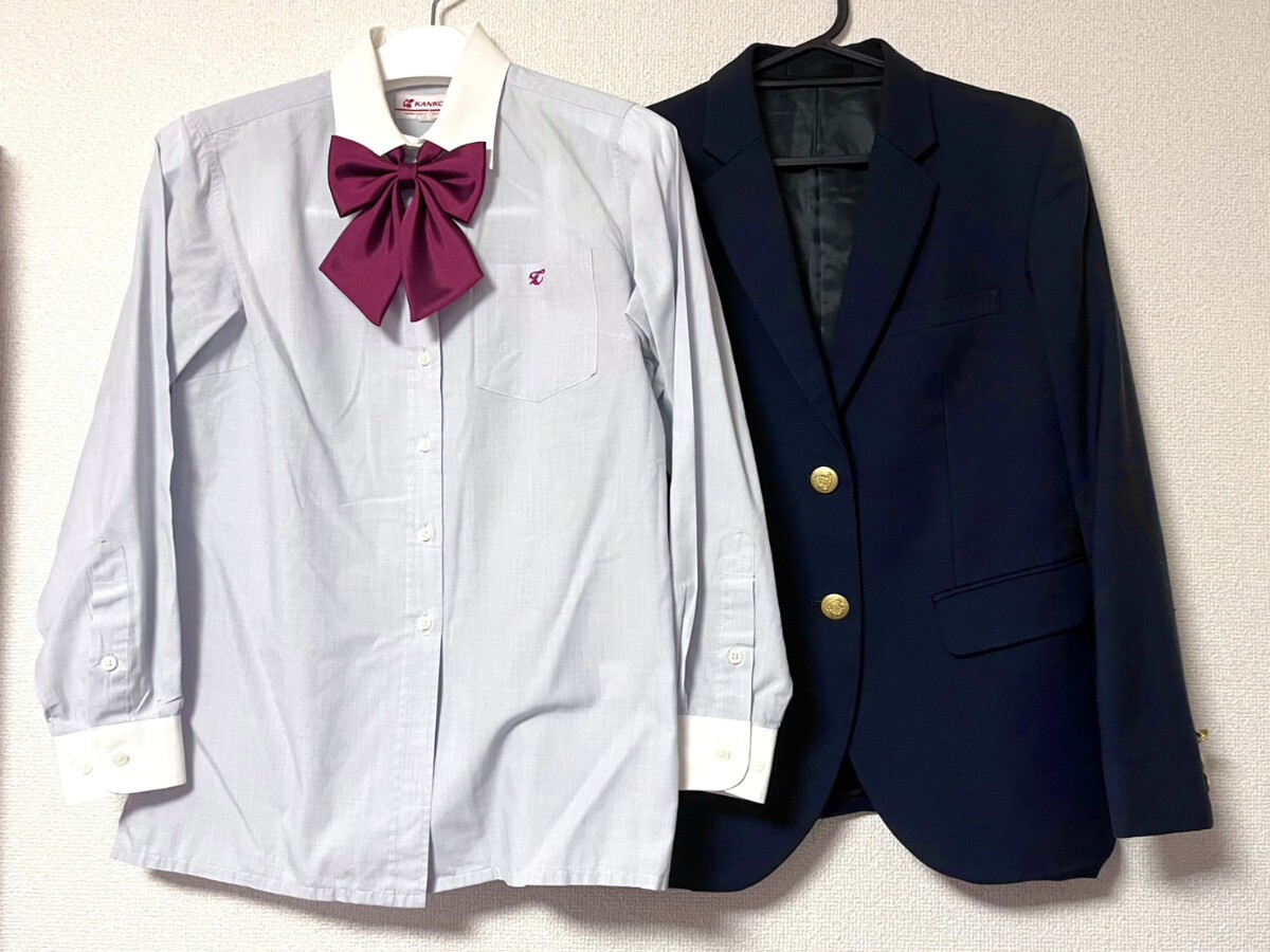 大阪府 豊島高校 女子制服 ☆ 冬服セット ブレザー シャツ リボン