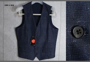 新品 コムサメン 春夏 小松マテーレ モナリザ リネン デジタルプリントファブリック ジレ