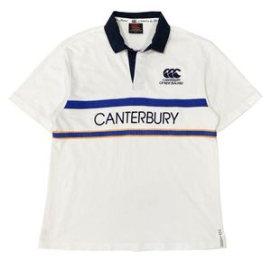 CANTERBURY(カンタベリー)半袖ポロシャツ ラガーシャツ 刺繍ロゴ メンズXL ホワイト/ネイ