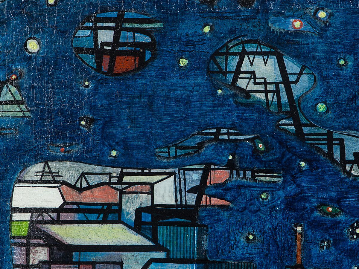 真作 山川輝夫 「Blue and Blue 間 No.3」 　 15号 油彩 真作 山川輝夫 「Blue and Blue 間 No.3」 15号 油彩 【公式通販】