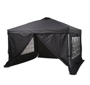 【グレー】タープテント 3m サイドシート4枚付 UV加工 撥水 ワンタッチタープテント 簡単