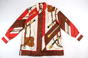 HERMES エルメス トップス シャツ 長袖 サイズ 38 シルク 100% 柄 レディース ファッショ