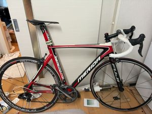 【1円開始】メリダ REACTO 907/DURA-ACEクランク/シロッコ/ミノウラ固定ローラー付 落車