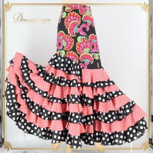 フラメンコ 衣装 ファルダ スカート 黒 ピンク 水玉 ドット 柄 模様 ダンス パーティ 発