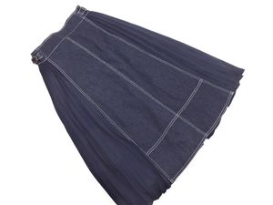 grove グローブ プリーツ 切替 デニムスカート sizeL/紺 ◇■ ☆ gba3 レディース