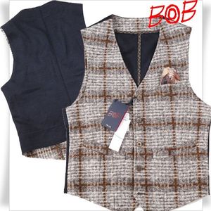 新品1円～★定価3.4万 BOB ボブ メンズ イタリアブランド イタリア製 オンブレチェックジ