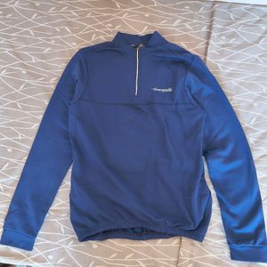 カンパニョーロ ハーフジップ サイクルジャージ 青 裏起毛 L