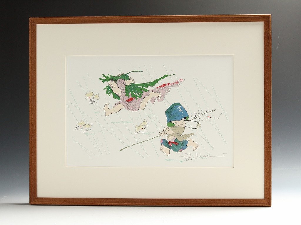 木版画 中島潔 ゆらめき 人物画 額装 美術品 札幌市 厚別店 中島潔「風の想い」木版画 :: 絵画買取・販売 - シバヤマ