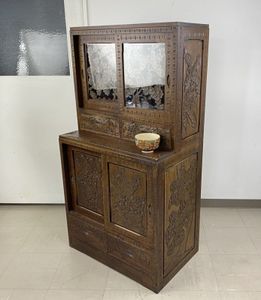 Yahoo!オークション 茶箪笥 此古美術品 時代極上蒔絵茶棚 黒柿総無垢