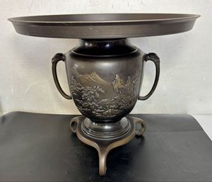鋳銅製 薄端 うすばた 龍耳山水 （ 銘 陵山 ） 花器 華道 茶道