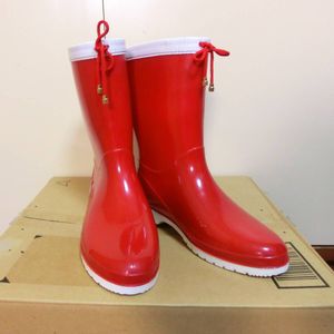 中古品 廃盤品 レトロ アキレス カレン 赤 長靴 レインブーツ レインシューズ 23.5センチ
