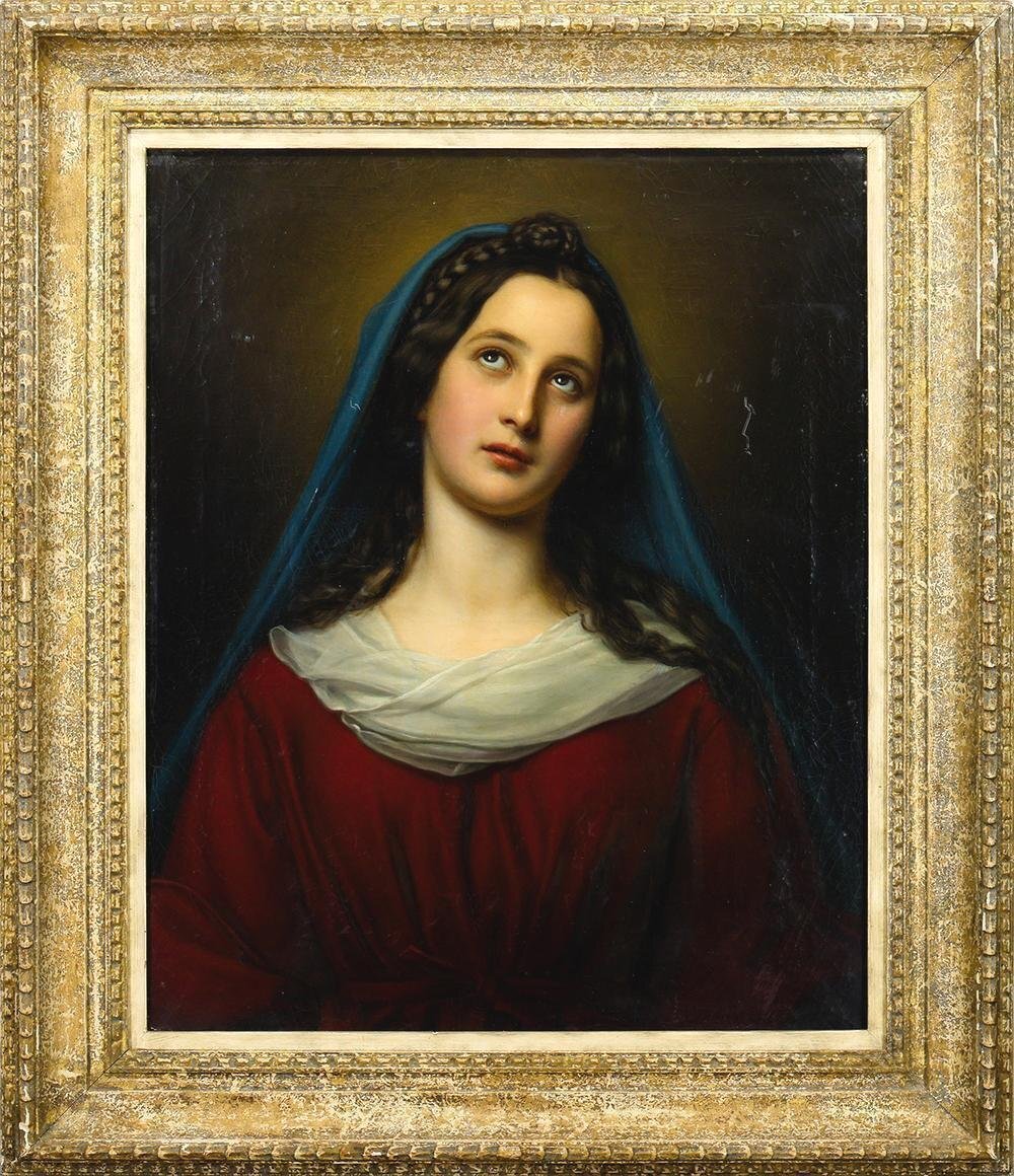 真作】【WISH】シュティーラー Joseph Karl Stieler 19世紀絵画「聖母