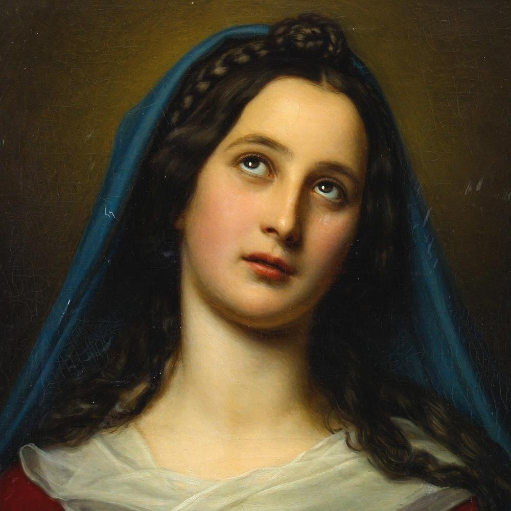 真作】【WISH】シュティーラー Joseph Karl Stieler 19世紀絵画「聖母