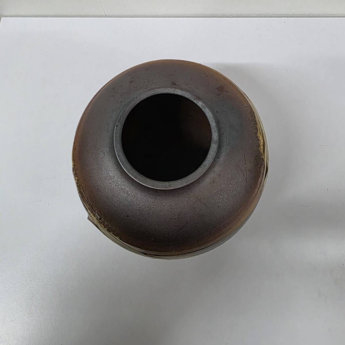 ♯12387 信楽焼？ 花瓶 花入 花器 陶器 共箱付 壺 焼締 陶芸 工芸品 華