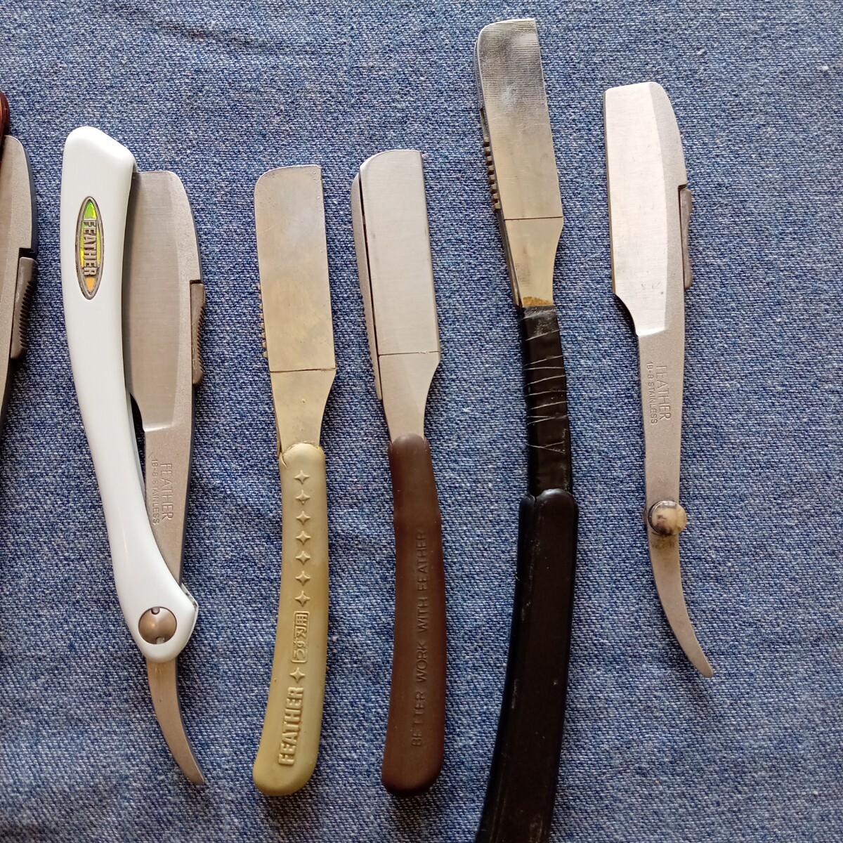 1円〜 理容 剃刀 シェービング レザー 木製 カミソリ 床屋 barber