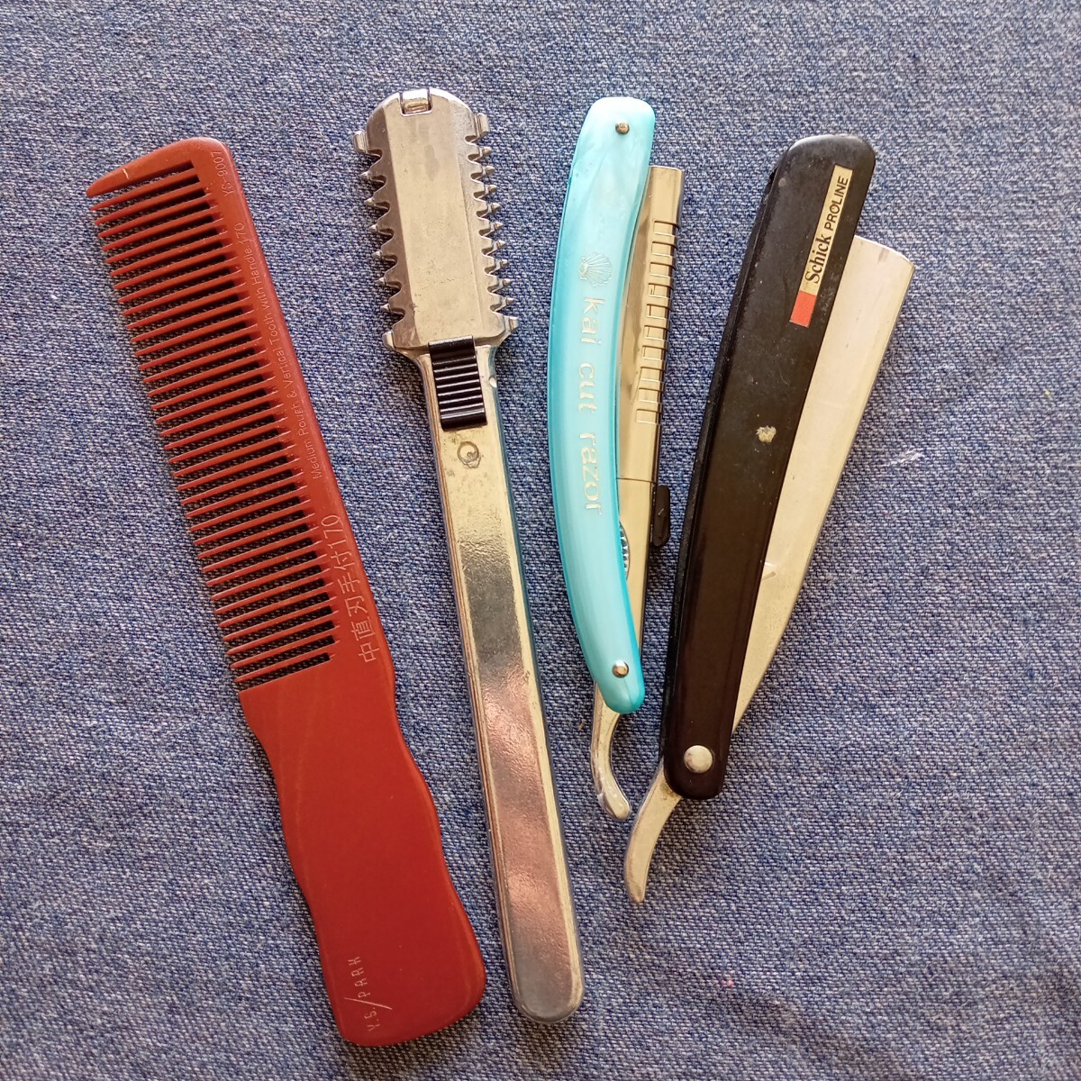 1円〜 理容 剃刀 シェービング レザー 木製 カミソリ 床屋 barber