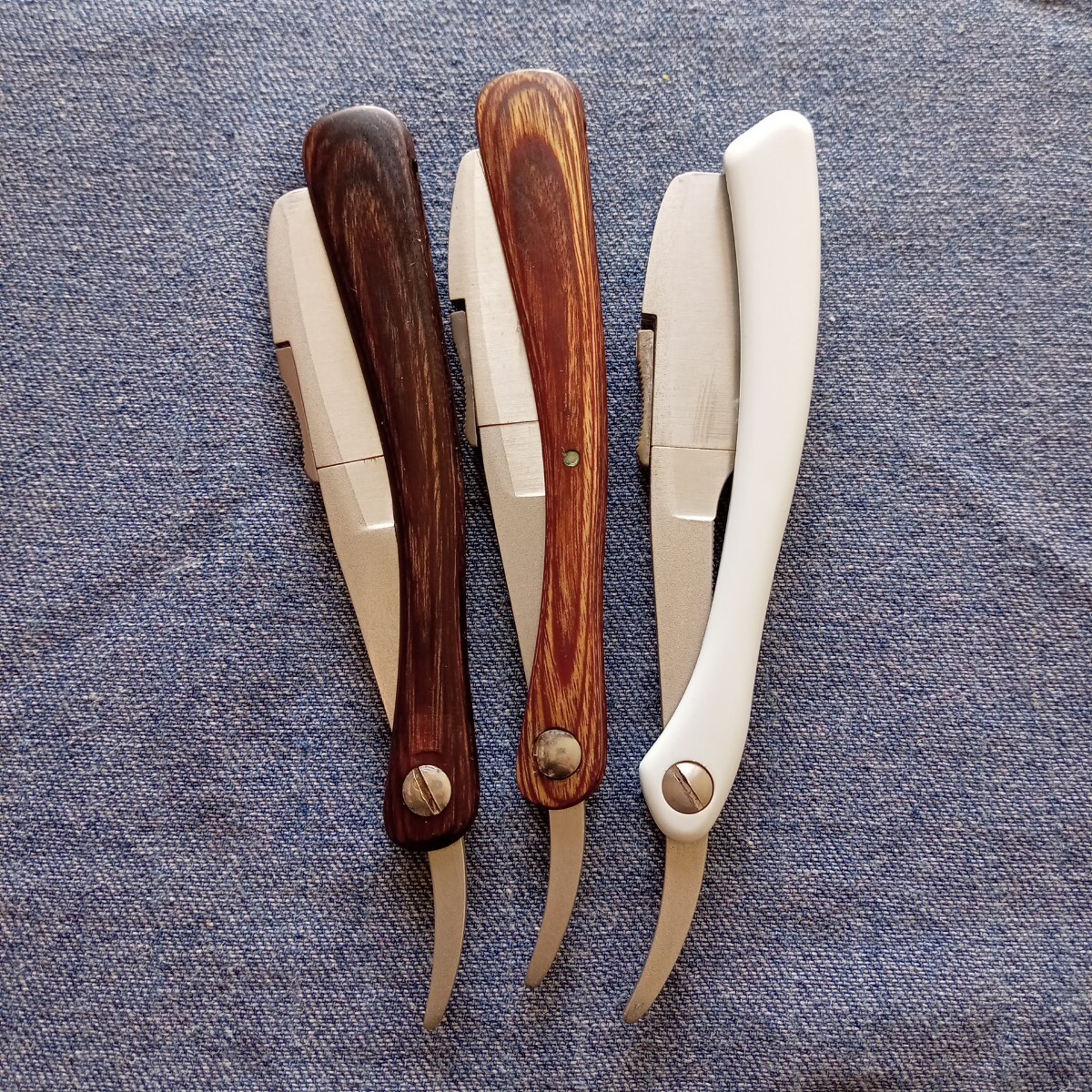 1円〜 理容 剃刀 シェービング レザー 木製 カミソリ 床屋 barber