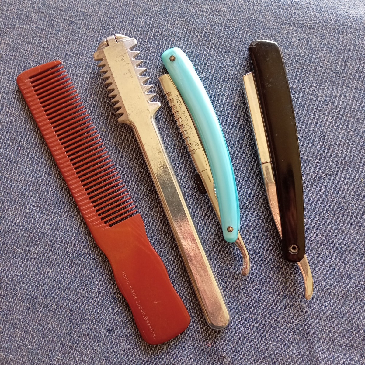 1円〜 理容 剃刀 シェービング レザー 木製 カミソリ 床屋 barber