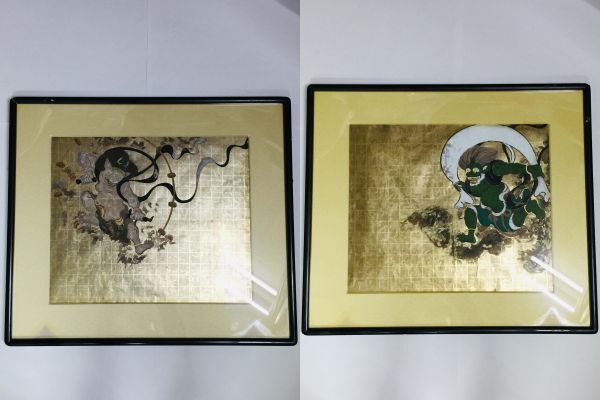木版 俵屋宗達筆 風神雷神図 額有 悠々洞出版 全2枚1組揃｜絵画 美術