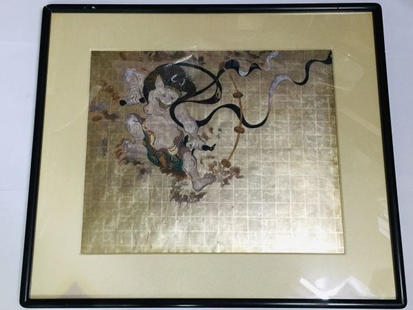 俵屋宗達筆　風神図　木版 木版 俵屋宗達筆 風神雷神図 額有 悠々洞出版 全2枚1組揃｜絵画 美術