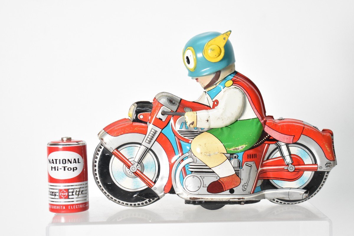 希少 浅草玩具 パーマン 1号 オートバイ ブリキ フリクションカー