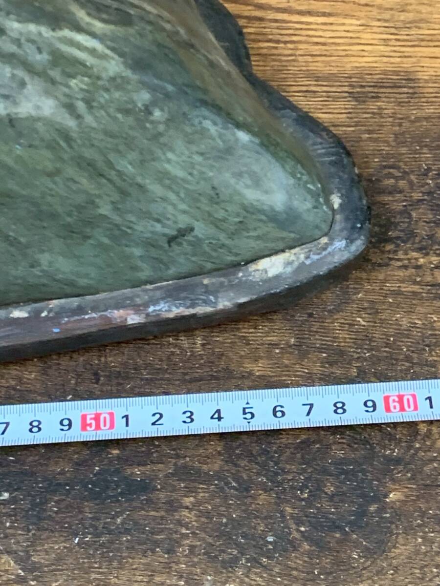 1円～大型鑑賞石 水石 約28.6kg 台座付き 青石 蛇紋岩系 影石 床の間