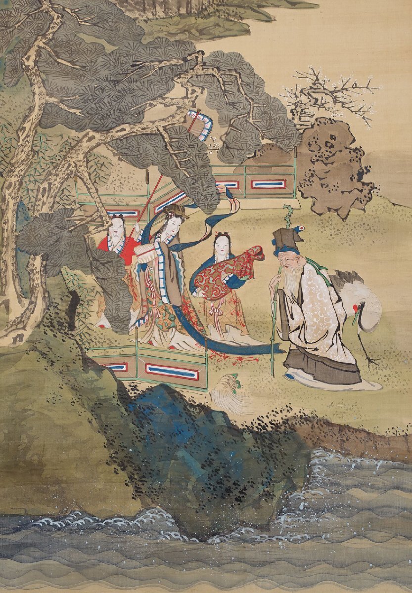 蔵出品 蔵壷◇『谷文晁 山水七福神図』 【模写】 三幅対 古筆 古文書