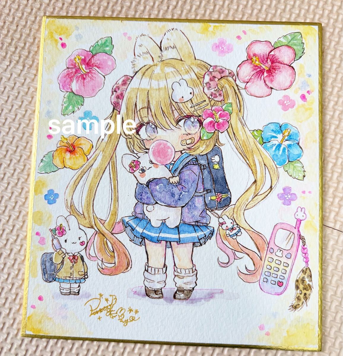手描きイラスト イラスト 原画 オリジナル 女の子 透明水彩 可愛い