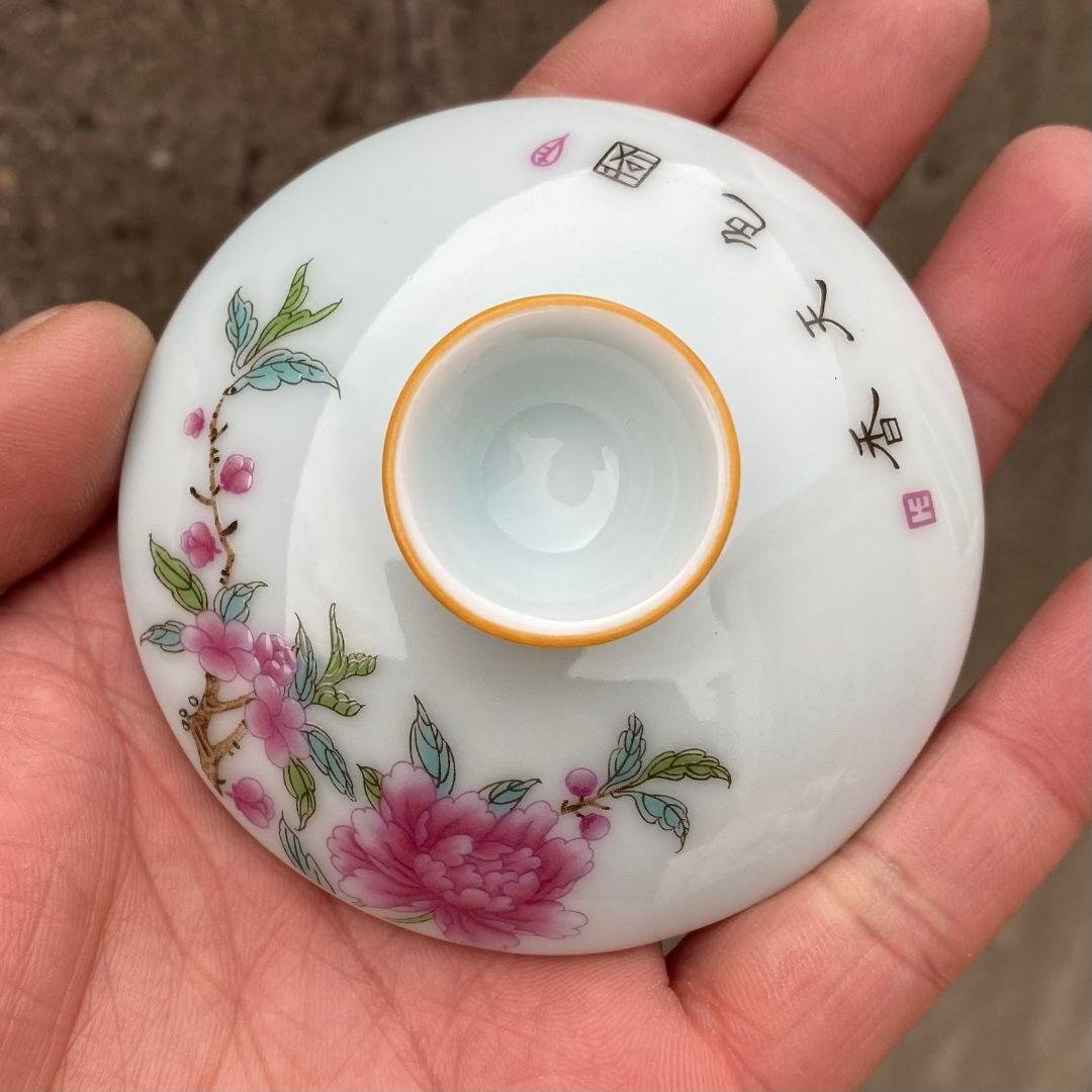景徳鎮 陶磁器 粉青花鳥蓋碗 中国茶器 煎茶器 新品未使用(茶碗)｜売買