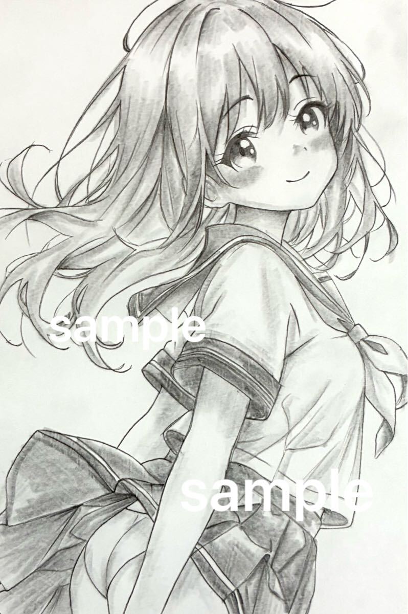 ◇ オリジナル ◇ 手描きイラスト ◇ セーラー服 女の子 ◇ 【ハガキ