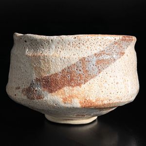 ☆【茶道具/骨董品/志野焼】明治時代 瀬戸名工 加藤五郎八 志野茶碗