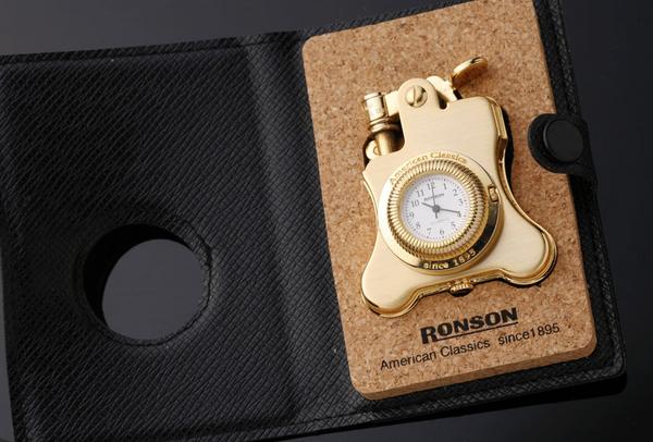 SR1147・ロンソン バンジョー 時計付オイルライター＊美品☆(ロンソン 