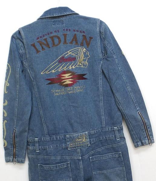 新品☆インディアンモーターサイクル デニムつなぎ インディゴS