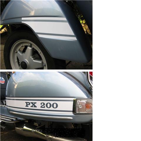 Vespa ベスパ PX 200 サイド　ステッカー　白　ラリースタイル