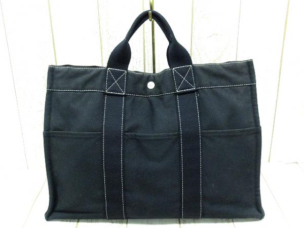 HERMES エルメス フールトゥMM キャンバス トートバッグ 黒