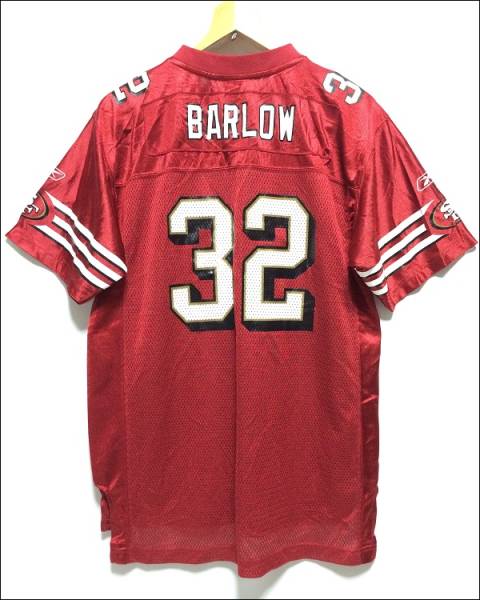 リーボック製 EQUIPMENT■NFL 49ERS バーロー レプリカジャージ