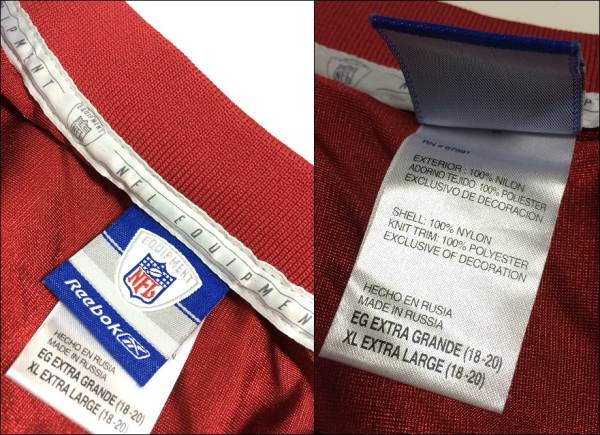 リーボック製 EQUIPMENT■NFL 49ERS バーロー レプリカジャージ