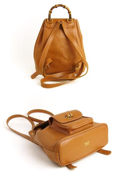 ハイクラス リュックサック レザー ブラウン×ゴールド