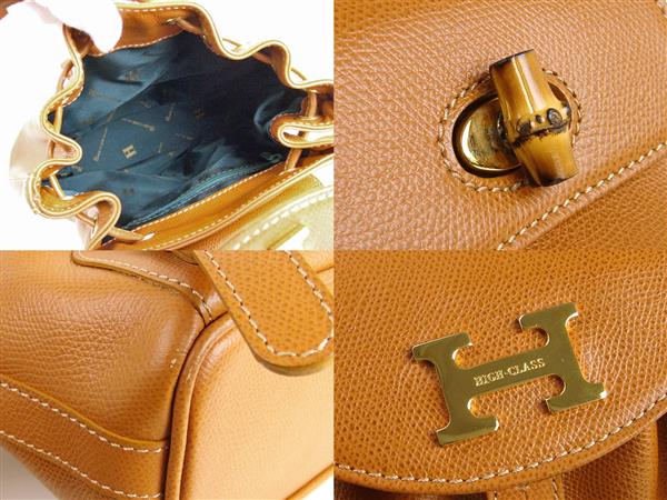 ハイクラス リュックサック レザー ブラウン×ゴールド