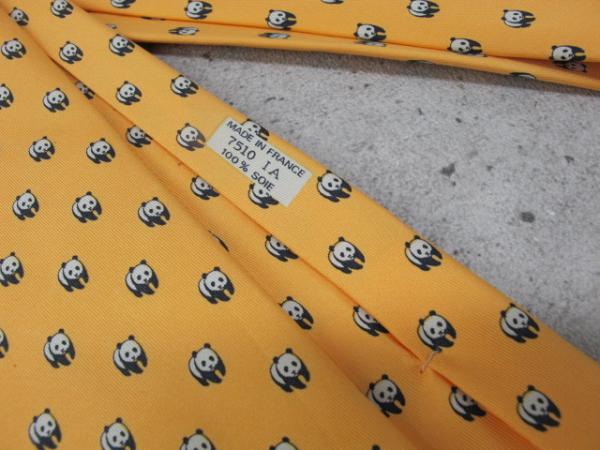 HERMES／エルメス】シルクネクタイ WWF パンダ柄 イエロー(ネクタイ 