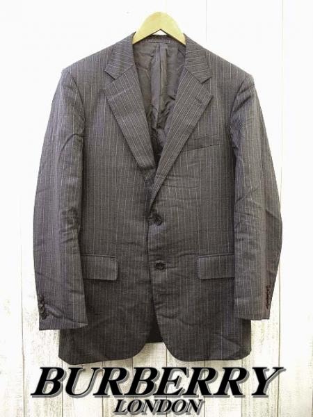 【バーバリー】 ストライプウール2Bテーラードジャケット AB6‡