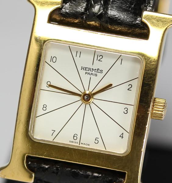 【エルメス】Hウォッチ RS1.201 ラムサス QZ 革 レディース ◆