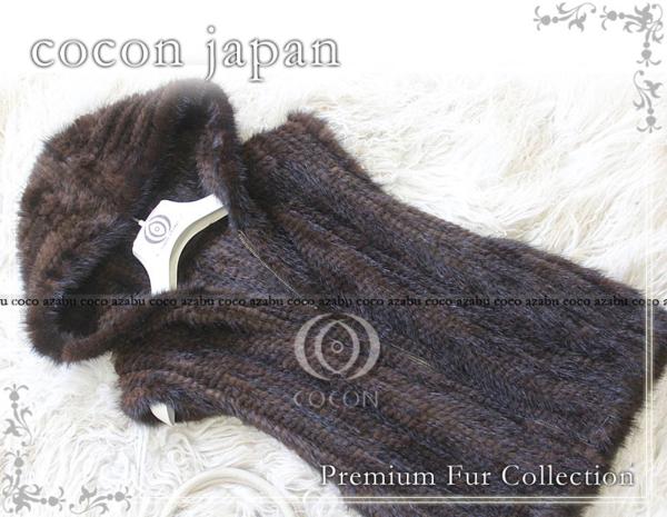 肉厚*限定1*13号*カジュアルにも合うフード付きミンクベスト