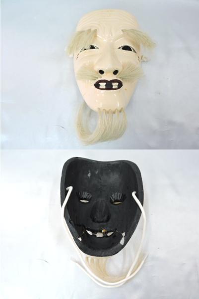 3□【中古品】神楽 お面 8個セット備中神楽面 無形文化財(東洋彫刻