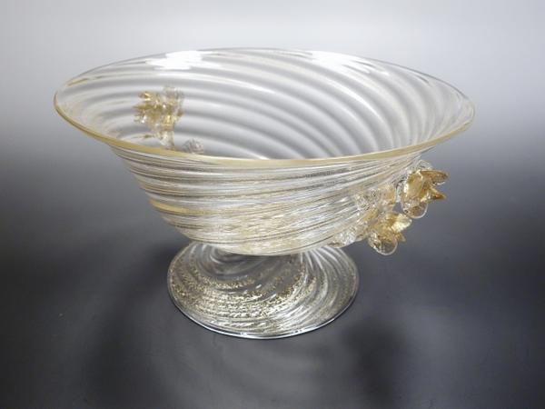 06168【ムラノ ARS】金彩 コンポート 19ｃｍ◆未使用