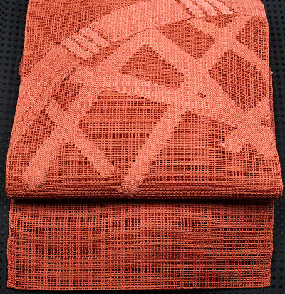 【送料無料】羅 名古屋帯★正絹★柴垣　N1267【良品】