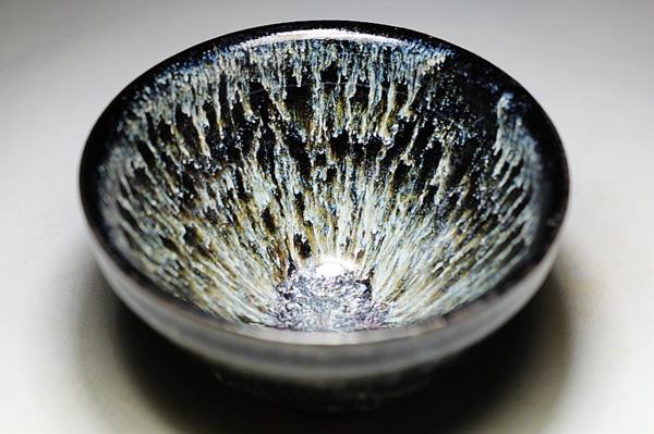 建窯収蔵家 建窯盞 窯変鷓鴣斑 茶碗 12.5cm S389