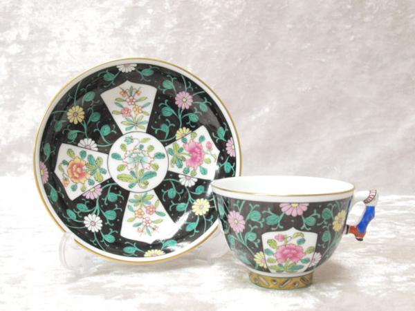 □ヘレンド シノワズリ 西安の黒 デミタスC&S 1客 中古□YS1287