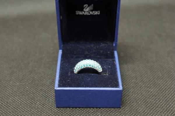 ■□本物/使少美品★スワロフスキー★指輪/リング★55(13号)青s7